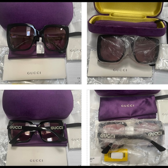 GUCCI CLASSIC BLACK RHINESTONE GUCCI ON TEMPLES SUNGLASSES , SEEN ON CELEBS - Picture 6 of 16